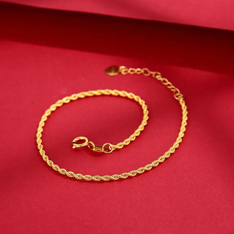 オンライン人気商品 リアル18 Bangles 18kゴールドねじらチェーンブレスレット女性au750長さ調節可能ブレスレット麻ロープチェーンシンプルなファッションスタイルゴールドジュエリー Bracelets 直営店限定商品 Www Oin S Co Jp