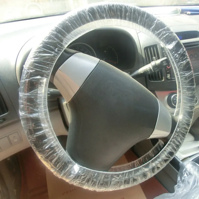 Feardevil 100pcs Universally Car Disposable Plastic Steering Wheel Cover Waterproof Care Cleaning Beauty Repair Protective Cover