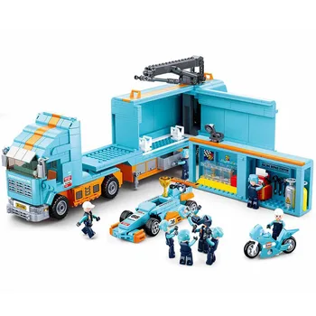 

0766 F1 Formula One Aurora Transporter Children's Puzzle Assembled Plastic Building Block Toys