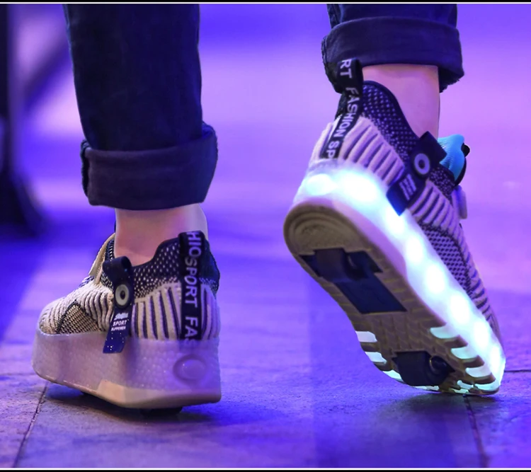 Heelies USB зарядка светодиодный Красочные Дети Мода кроссовки с два колеса роликовые коньки обувь для мальчиков и девочек