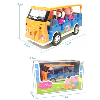 

Peppa Pig Toy Set Peggy Bus School Bus Light Car Home House Light Music Room Study Desk Aircraft Toys for Girls Birthday Gifts