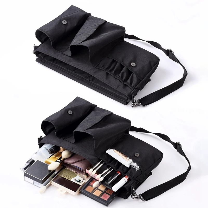 Professional Cosmetic Makeup Brush Bag Case Portable Cosmetic Brush Holder Organizer with Artist Adjustable Belt Strap
