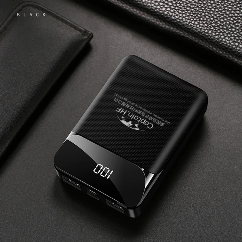 Captain HF Внешний аккумулятор 20000 мАч реальная емкость тонкий внешний аккумулятор 2A Быстрая зарядка двойной USB с type C Micro USB Power Bank - Цвет: Black 20000 mAh
