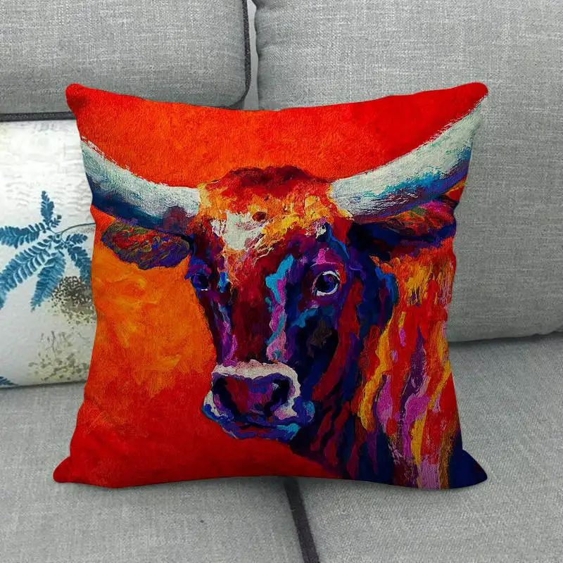 45 см* 45 см paiting farm корова дизайн лен/хлопковая подушка для дивана Чехлы диванная подушка крышка декоративная подушка для дома
