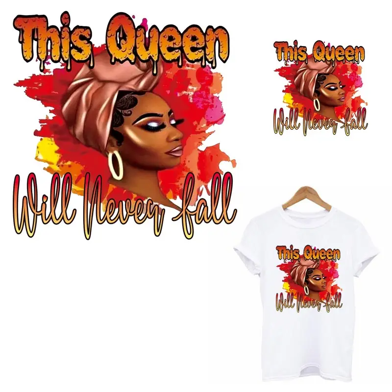 Beauty Black Queen Patches For Clothing DIY Alevel Washable Thermal Transfer Sticker Fashion African Iron On Applique |