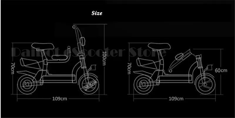 Daibot Electric Scooter Off Road Two Wheels Self Balancing Scooters 10inch 48V Portable Seat Folding Electric Bicycle Bike Adult (4)