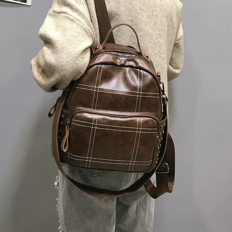 

2018 Autumn New Style Multi-Purpose Versatile Backpack Women's Korean-style Fashion Rivet Bag Schoolbag Fashion