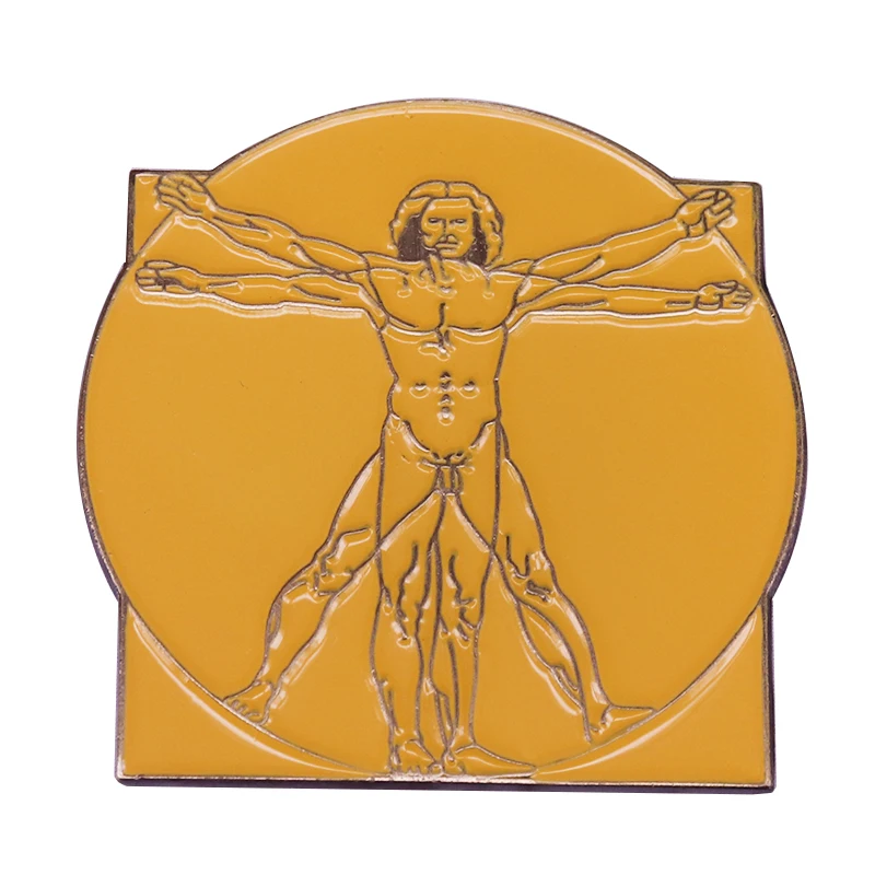 

Da Vinci Vitruvian Man brooch great art masterpiece addition