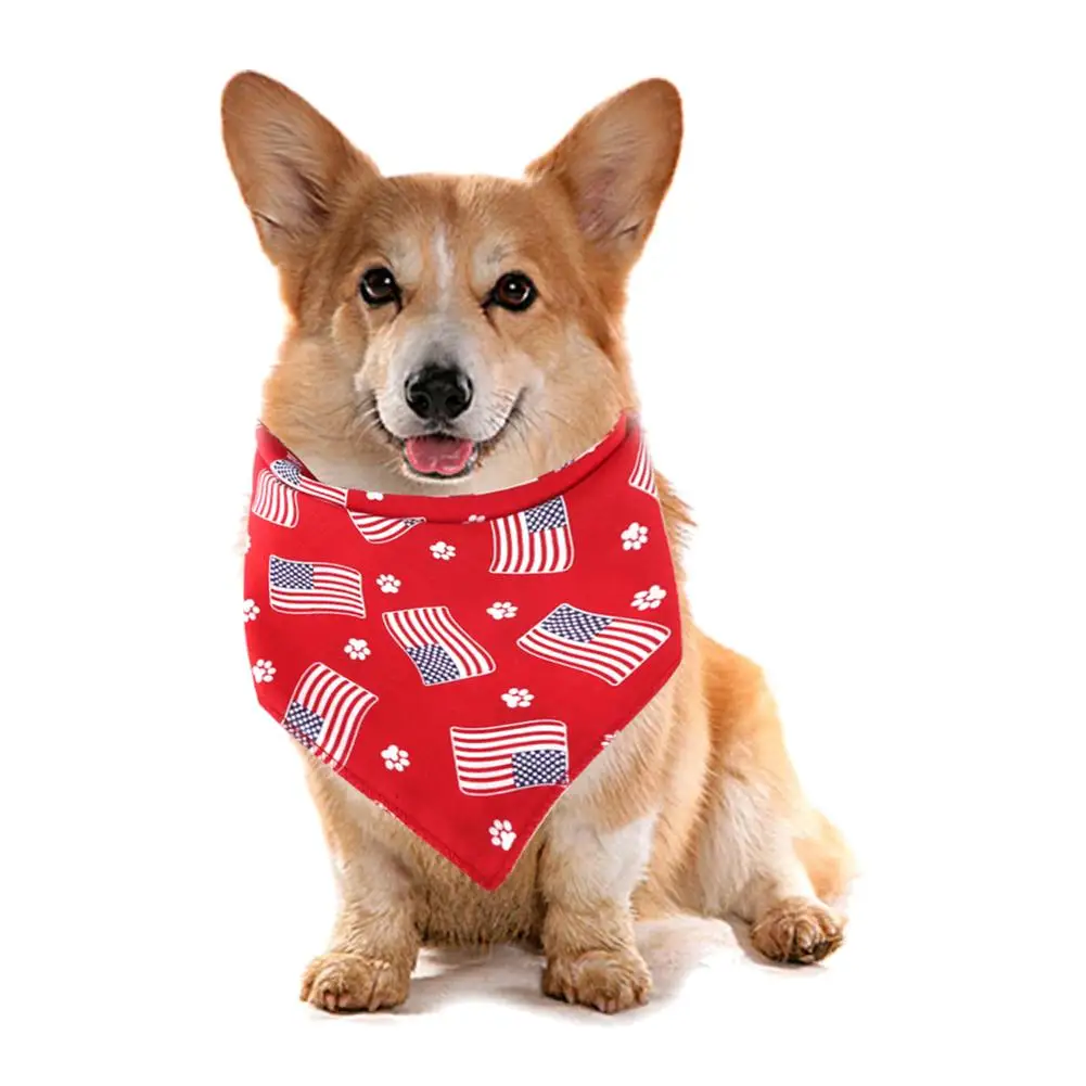 Слюнявчик для собак, 3 цвета, американский флаг, квадратный шарф, бандана для собак, треугольный шарф, бандана для кошек, собак, нагрудники, шарф, ошейник для маленьких
