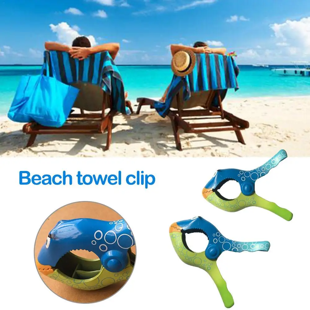 

2Pcs Powerful Laundry Big Clip Beach Towel Clip Imitation Fish Beach Quilt Clips Plastic Thick Windproof Clothespin Storage Clip