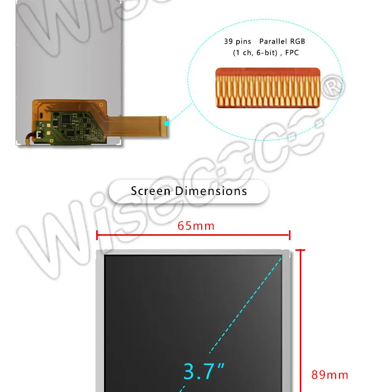 Wisecoco 3,7 дюймовый COM37H3N83ULC ЖК-дисплей 480*640 трансфлекторный экран модуль для чтения солнечного света 50k часов широкий просмотр