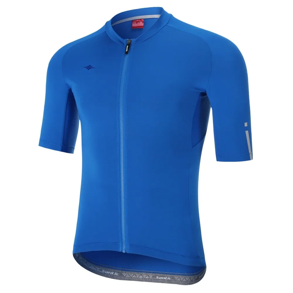 thumbnail image 1 of Santic - Camisetas de ciclismo de manga corta para hombre, de verano, para bicicleta de montaña, de malla transpirable de secado rápido, con cremallera completa, ropa de ciclismo, talla asiática, 1 of 5