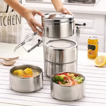 

Stainless Thermos Lunch Box Food Container 2/3/4-layer School Bento Box Storage Portable Lunchbox