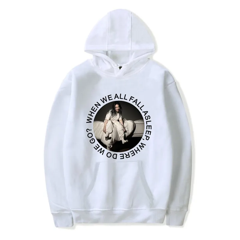 Женская одежда для девочек Billie Eilish, костюм, белая толстовка с капюшоном, толстовка, свободные толстовки с капюшоном, Осенние K-pops Harajuku, сексуальные топы в стиле хип-хоп