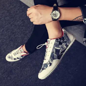 

Men Shoes 2020 Spring Loafers Mens Shoes Fashion Graffiti casual Breathable Driving shoes Wedding Shoes Men zapatos de hombre
