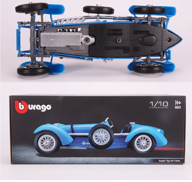 1:18 высокая имитация Bugatti Тип 59 стационарная модель сплав ретро-автомобиль модель для детей Подарки
