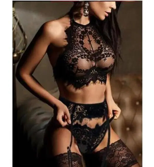 4 black no stocking Сексуальное женское нижнее белье, эротическое белье, трусики-стринги, кружевные сексуальные костюмы с поясом для подвязок, эротическое белье, Mujer Sexi Lenceria - Цвет: 4 black no stocking