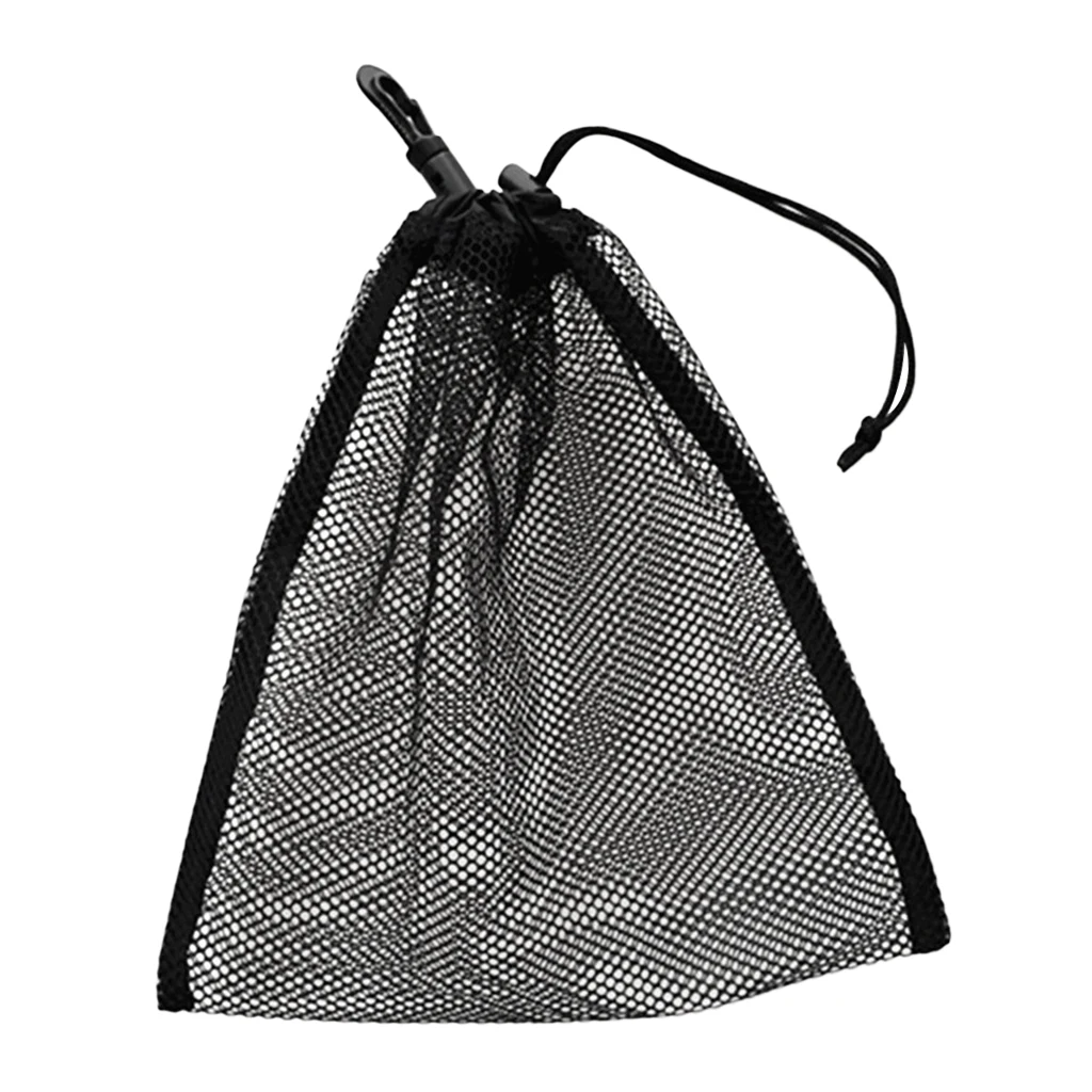 20x24cm Durable Mesh Nets Bag Pouch Golf Ball Scuba Dive Tennis 30 Balls Carrying Holder Storage Bag Clip On Caddy Pouch Black 