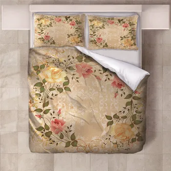 

Classic Bedding Set Flower Summer Bed Linen 4pcs/set Duvet Cover Set Ropa De Cama Pastoral Bed Sheet Duvet Cover