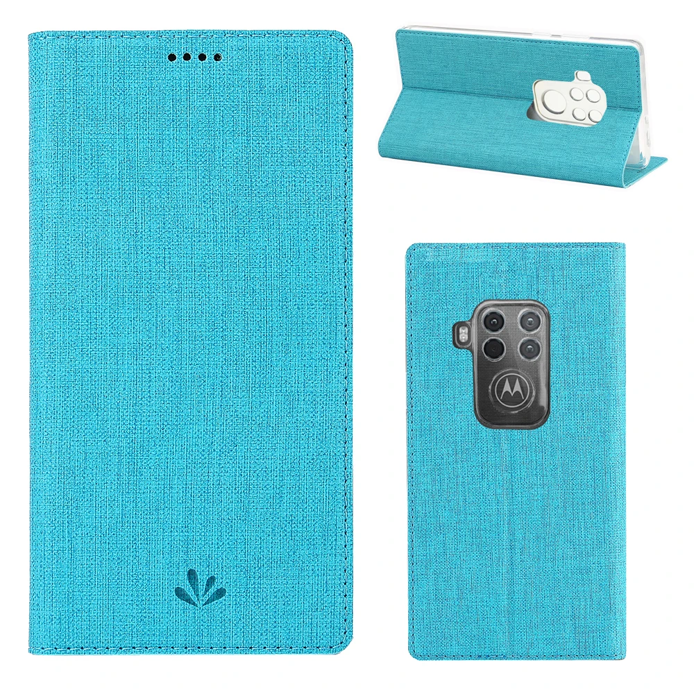 

Luxury Leather Sackcloth Magnetic Wallet Flip Case Cover For MOTOROLA MOTO One Zoom/One Pro