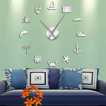 

3D acrylic rimless Wall Clock DIY mute Wall Clock Hawaii Summer Tour Bedroom J78C