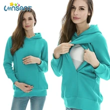 LONSANT/осенне-зимние теплые толстовки для беременных и кормящих женщин с капюшоном для беременных