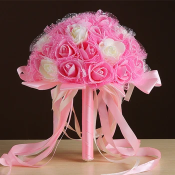 

White Red Artificial Bouquets Roses Bride Bridal Wedding Party Bouquet