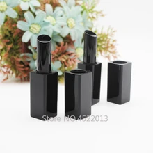30 шт./лот 11,1 мм пластиковая черная губная помада со скошенными краями, квадратный классический пустой бальзам в бутылке, косметические контейнеры для губ DIY