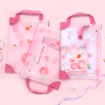 

16.5x22cm / 24x33cm Big Pink Tpu Soft Cute Transparent Document Bags for School Office Supply Stationery Filing Storage Bags