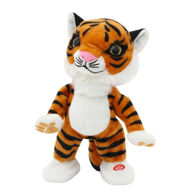 Dancing Electric Cute Tiger Mascot Animals Stuffed Plush Toys For Baby Girls Boys Birthday Festival Gifts Brown/White 1