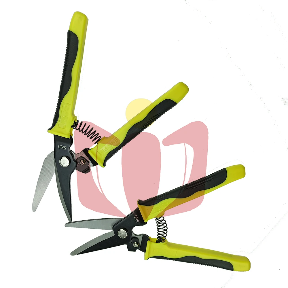 8" 200mm Snips Plastic Handle Curved Cut Sheet Metal Heavy Duty Shear Scissors For Cutting Iron High Quality