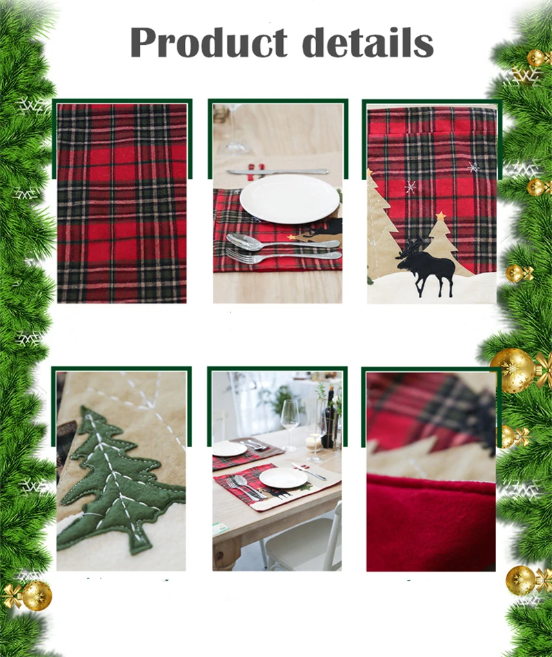 Creative New Christmas Table Runner Placemats Cotton polyester Scottish Plaid Table Mat Restaurant Table Cover Party Home Decor