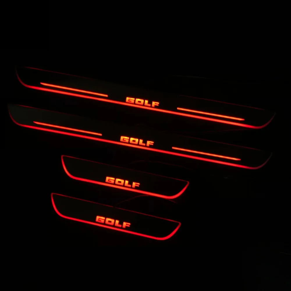 

Acrylic door sill plate strip with led decorative welcome light moving door scuff for volkswagen golf MK 4 5 6 7