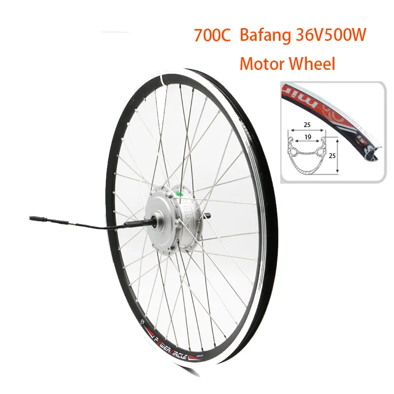 BAFANG 36V 48V 250 W-500 W переднее колесо электродвигателя 8FUN бесщеточный мотор ступицы для Электрический велосипед Ebike в ЕС - Цвет: 700C 36V500W Wheel