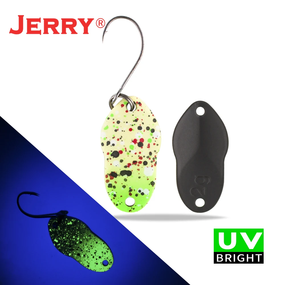 Jerry 2 г 3 г микро рыболовные приманки сверхлегкие латунные металлические жесткие приманки один крючок пресноводная зона форель Щука окунь ложка безделушка pesca - Цвет: yellow green