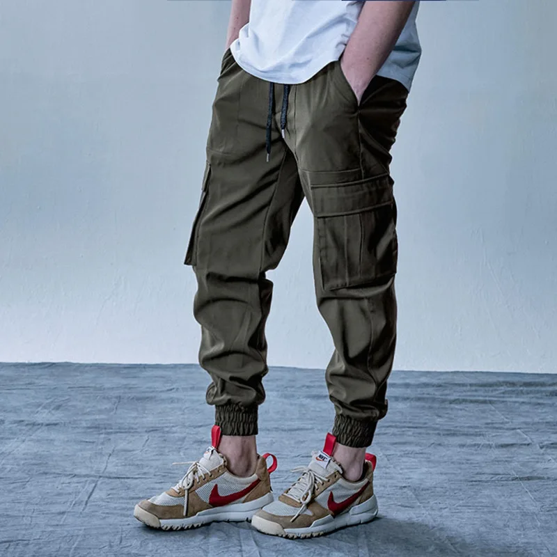 Mens Cargo Pants Elastic Multiple Pocket Military Male Trousers Outdoor Joggers Pant Joggers Trousers Fashion Harajuku Men Pants white track pants Sweatpants