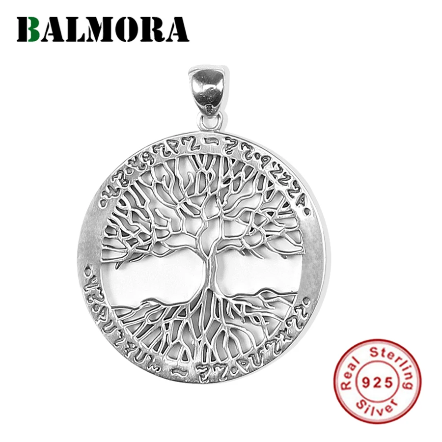 BALMORA Настоящее серебро 925 пробы горячее Дерево жизни круглый маленький кулон и ожерелье Bijoux для женщин и мужчин ювелирные изделия Прямая
