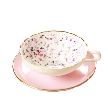 

European Bone China Coffee Cup Set Fruit Pattern of High-grade Ceramic Cup Latte Lovers 101-200ml Coffee A