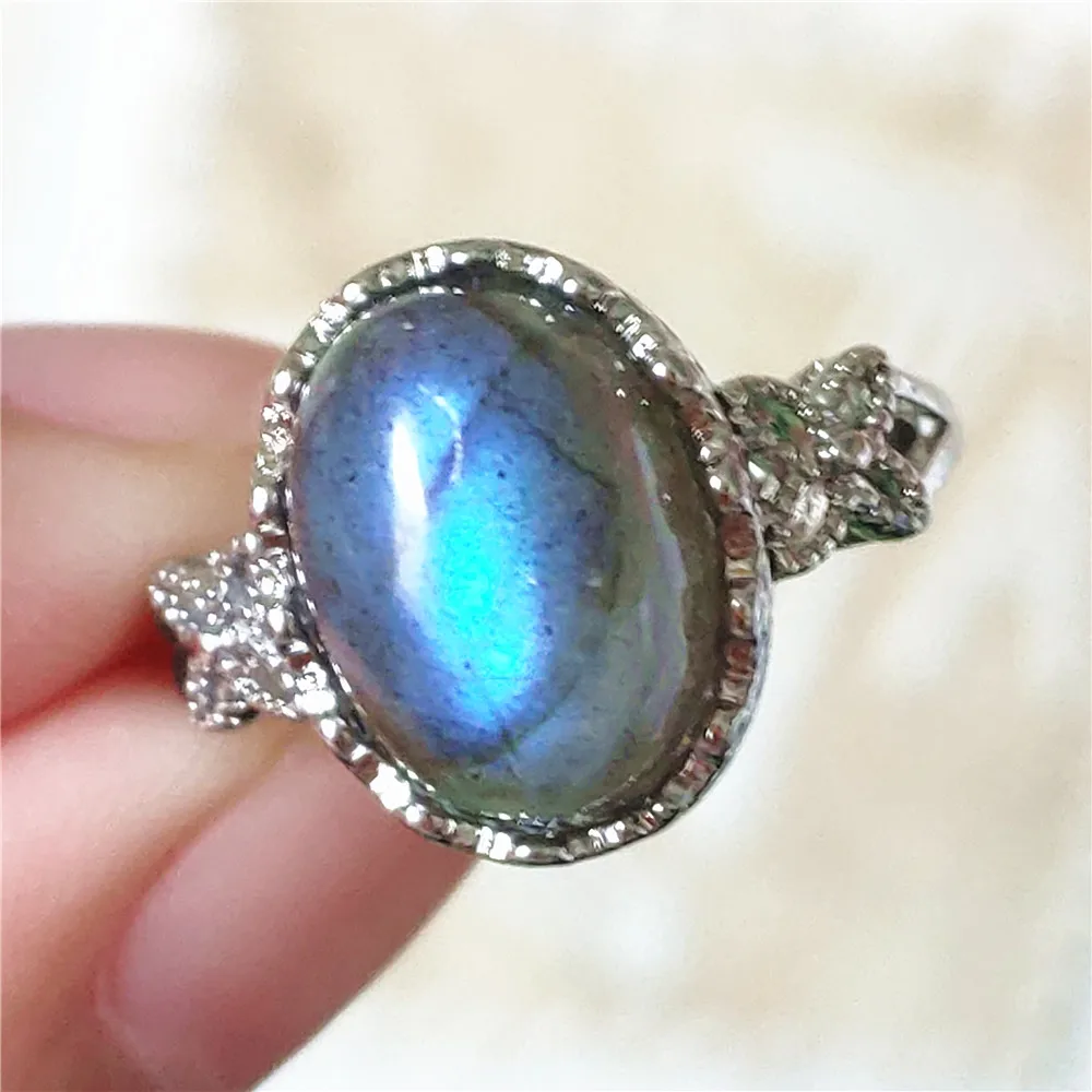 name necklace Genuine Natural Labradorite Blue Light Adjustable Ring 925 Sterling Silver Labradorite Oval Resizable Ring Jewelry AAAAAA gold necklace design