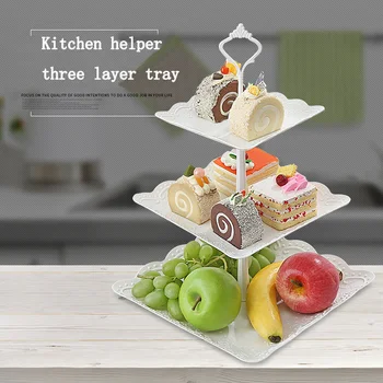 

European Tray Plastic Multi-layer Platter Cake Stand Dessert Self-help Display Stand Fruit Tray Home Decoration Wedding Party