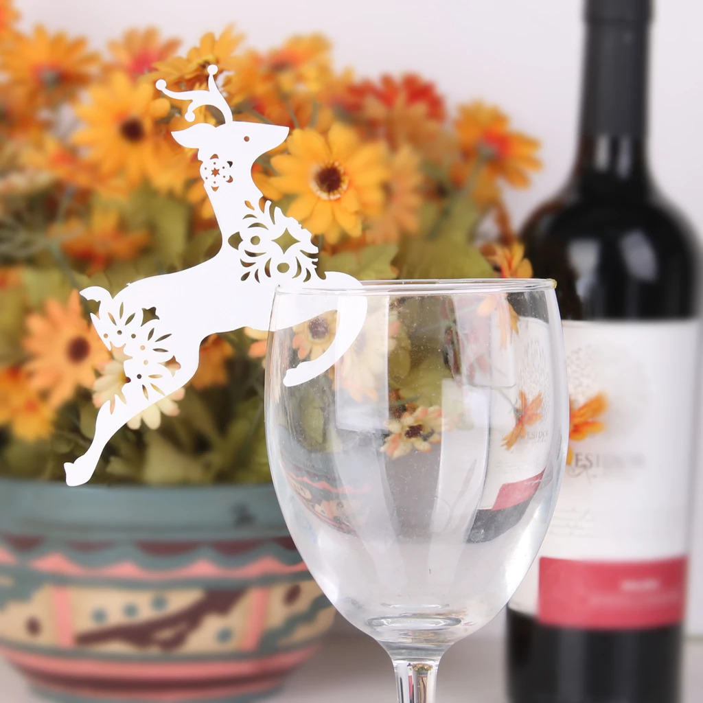 Stunning Reindeer Shape Glass Place Cards Wedding Birthday Party Ornaments White Pack Of 50PCS