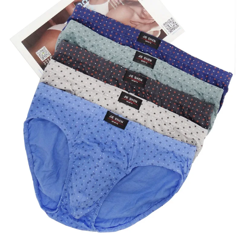 

100% Cotton Men's Briefs Fashion Print Pattern Man Underpants Breathable Comfortable Cotton Underwear Men Homme Underpants