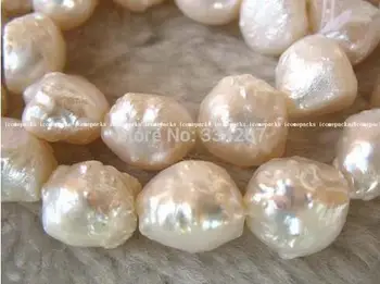 

wholesales 1Strands 9-10mm White Freshwater baroque Pearl Loose Beads Necklace 15"