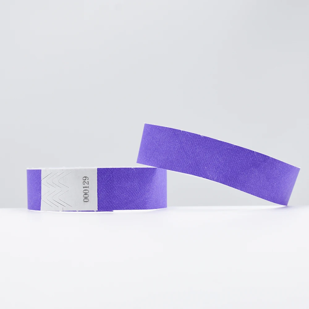 Purple 100 шт цельного золотистого и серебристого цвета, 0,75 дюймов, Tyvek браслеты с серийными номерами, идентификационные браслеты, вечерние браслеты - Окраска металла: Purple