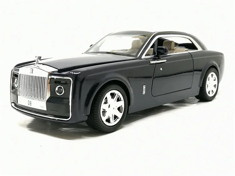 Высокая модель автомобиля из 1:24 сплава Rolls-Royce shadow, металлическая модель со звуком и светильник, игрушки для детей, подарки - Цвет: Deep Blue No Box