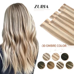 ZURIA Tape In Hair Human Extensions Cuticle Seamless Skin Weft 16