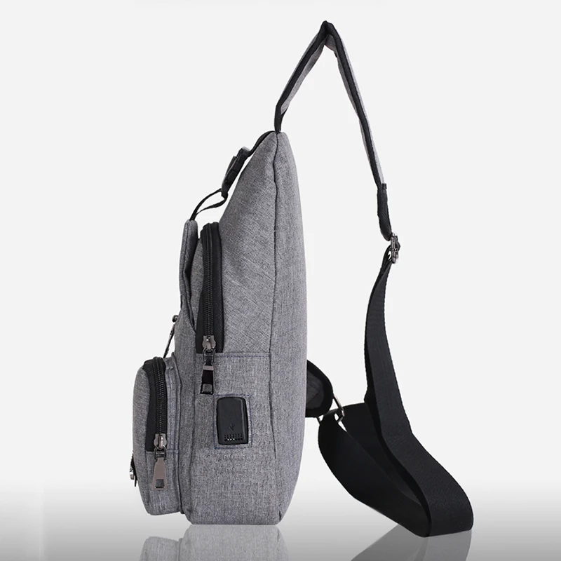 Местный запас Мужская холщовая нагрудная сумка для активного отдыха Наплечная Сумка через плечо с usb-зарядной сумочкой