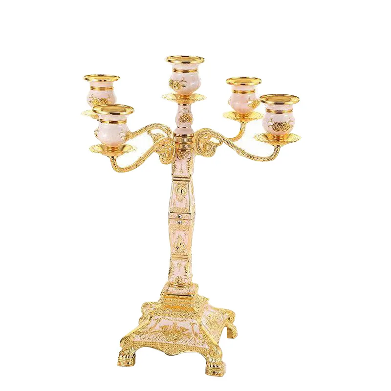 

Bronze Candle Holders Metal 5-Arms Holder Wedding Candelabra Candlesticks Candle Stand Table Centerpiece Event Decoration