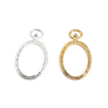 

5 PCs Zinc Alloy Open Back Bezel Pendants Resin Frame Gold & Pocket Watch Dot Charms For DIY Jewelry Making 5.2cm x 3.1cm