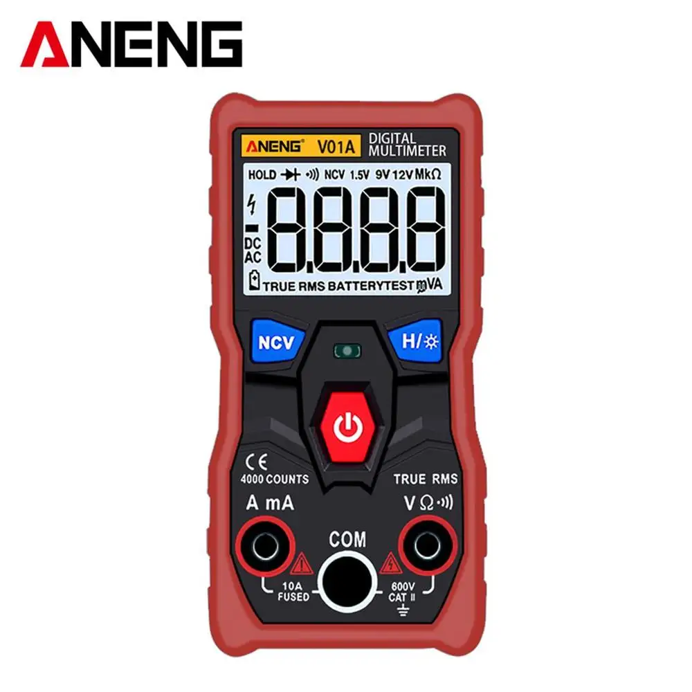 Красный Горячая ANENG V01A Telt цифровой мультиметр тест er True-RMS intelligente NCV AC/DC Spanning Stroom Ом инструмент для тестирования цифровой дисплей - Цвет: Красный